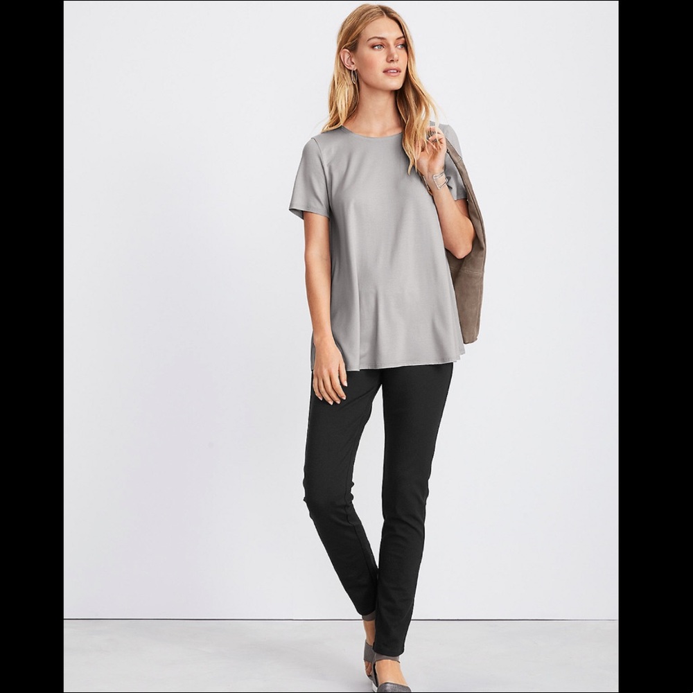 🤍🖤Eileen Fisher Stretch-Ponte Slim::Sz M🖤🤍